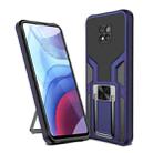 For Motorola Moto G Power 2021 Armor 2 in 1 PC + TPU Magnetic Shockproof Case with Foldable Holder(Blue) - 1