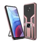 For Motorola Moto G Power 2021 Armor 2 in 1 PC + TPU Magnetic Shockproof Case with Foldable Holder(Rose Gold) - 1