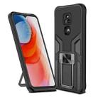 For Motorola Moto G Play 2021 Armor 2 in 1 PC + TPU Magnetic Shockproof Case with Foldable Holder(Black) - 1