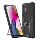 For Motorola Moto G Stylus 2021 Armor 2 in 1 PC + TPU Magnetic Shockproof Case with Foldable Holder(Black) - 1