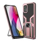 For Motorola Moto G Stylus 2021 Armor 2 in 1 PC + TPU Magnetic Shockproof Case with Foldable Holder(Rose Gold) - 1