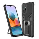 For Xiaomi Redmi Note 10 Pro Armor 2 in 1 PC + TPU Magnetic Shockproof Case with Foldable Holder(Black) - 1