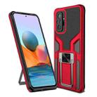 For Xiaomi Redmi Note 10 Pro Armor 2 in 1 PC + TPU Magnetic Shockproof Case with Foldable Holder(Red) - 1