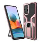 For Xiaomi Redmi Note 10 Pro Armor 2 in 1 PC + TPU Magnetic Shockproof Case with Foldable Holder(Rose Gold) - 1