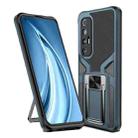 For Xiaomi Mi 10S Armor 2 in 1 PC + TPU Magnetic Shockproof Case with Foldable Holder(Cyan) - 1