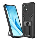 For Xiaomi Mi 11 Lite Armor 2 in 1 PC + TPU Magnetic Shockproof Case with Foldable Holder(Black) - 1