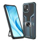 For Xiaomi Mi 11 Lite Armor 2 in 1 PC + TPU Magnetic Shockproof Case with Foldable Holder(Cyan) - 1