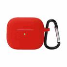 Wireless Earphone Silicone Protective Case with Hook for AirPods 3(Red) - 1