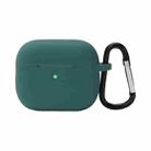 Wireless Earphone Silicone Protective Case with Hook for AirPods 3(Pine Forest Green) - 1