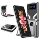 For Samsung Galaxy Z Flip3 5G Armor 2 in 1 PC + TPU Magnetic Shockproof Case with Foldable Holder(Silver) - 1