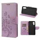 For Samsung Galaxy A13 5G Butterfly Flower Pattern Horizontal Flip Leather Phone Case with Card Slot & Holder(Light Purple) - 1