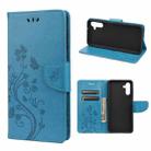 For Samsung Galaxy A13 5G Butterfly Flower Pattern Horizontal Flip Leather Phone Case with Card Slot & Holder(Blue) - 1