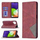 For Samsung Galaxy A22 4G Rhombus Texture Horizontal Flip Magnetic Leather Phone Case with Holder & Card Slots(Red) - 1