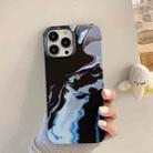 For iPhone 13 Pro Max Marble Shockproof PC Phone Case (Black Blue) - 1