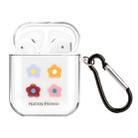 For AirPods 1 / 2 High Transparent TPU Colorful Painting Earphone Protective Case with Hook(Four Flowers) - 1