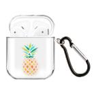 For AirPods 1 / 2 High Transparent TPU Colorful Painting Earphone Protective Case with Hook(Pineapple) - 1