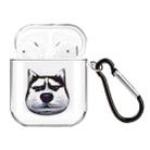 For AirPods 1 / 2 High Transparent TPU Colorful Painting Earphone Protective Case with Hook(Husky) - 1