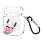 For AirPods 1 / 2 High Transparent TPU Colorful Painting Earphone Protective Case with Hook(Alpaca) - 1