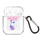 For AirPods 1 / 2 High Transparent TPU Colorful Painting Earphone Protective Case with Hook(Flower Dolphin) - 1