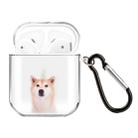 For AirPods 1 / 2 High Transparent TPU Colorful Painting Earphone Protective Case with Hook(Shiba Inu) - 1