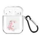 For AirPods 1 / 2 High Transparent TPU Colorful Painting Earphone Protective Case with Hook(Wreath) - 1