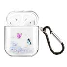 For AirPods 1 / 2 High Transparent TPU Colorful Painting Earphone Protective Case with Hook(Butterflies in Love with Flowers) - 1