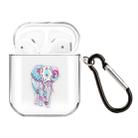 For AirPods 1 / 2 High Transparent TPU Colorful Painting Earphone Protective Case with Hook(National Elephant) - 1