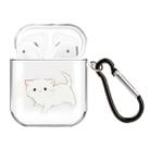 For AirPods 1 / 2 High Transparent TPU Colorful Painting Earphone Protective Case with Hook(White Cat) - 1