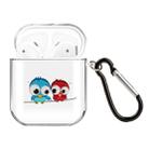 For AirPods 1 / 2 High Transparent TPU Colorful Painting Earphone Protective Case with Hook(Two owls) - 1