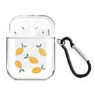 For AirPods 1 / 2 High Transparent TPU Colorful Painting Earphone Protective Case with Hook(Lemon) - 1