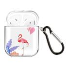 For AirPods 1 / 2 High Transparent TPU Colorful Painting Earphone Protective Case with Hook(Flamingo) - 1