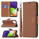 For Samsung Galaxy A22 4G Litchi Texture Pure Color Horizontal Flip Leather Phone Case with Holder & Card Slots & Wallet & Lanyard(Brown) - 1