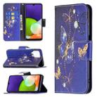 For Samsung Galaxy A22 4G Colored Drawing Pattern Horizontal Flip Leather Phone Case with Holder & Card Slots & Wallet(Purple Butterfly) - 1