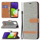 For Samsung Galaxy A22 4G Color Matching Denim Texture Horizontal Flip Leather Phone Case with Holder & Card Slots & Wallet & Lanyard(Grey) - 1