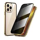 For iPhone 13 Pro Max Anti-peeping Magnetic Metal Frame Double-sided Tempered Glass Phone Case (Gold) - 1