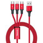 Baseus CAJS000009 Rapid Series 3.5A USB to 8 Pin + USB-C / Type-C + Micro USB Data Cable, Cable Length: 1.2cm(Red) - 1