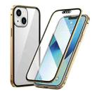 For iPhone 13 mini HD Magnetic Metal Frame Double-sided Tempered Glass Phone Case (Gold) - 1