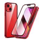 For iPhone 13 HD Magnetic Metal Frame Double-sided Tempered Glass Phone Case(Red) - 1