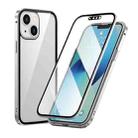 For iPhone 13 HD Magnetic Metal Frame Double-sided Tempered Glass Phone Case(Silver) - 1