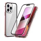 For iPhone 13 Pro HD Magnetic Metal Frame Double-sided Tempered Glass Phone Case (Pink) - 1