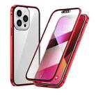 For iPhone 13 Pro HD Magnetic Metal Frame Double-sided Tempered Glass Phone Case (Red) - 1