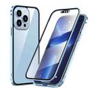 For iPhone 13 Pro HD Magnetic Metal Frame Double-sided Tempered Glass Phone Case (Sierra Blue) - 1