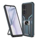 For Huawei P50 Armor 2 in 1 Magnetic Shockproof Phone Case with Foldable Holder(Cyan) - 1