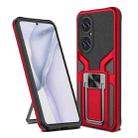 For Huawei P50 Armor 2 in 1 Magnetic Shockproof Phone Case with Foldable Holder(Red) - 1