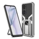 For Huawei P50 Armor 2 in 1 Magnetic Shockproof Phone Case with Foldable Holder(Silver) - 1