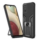 For Samsung Galaxy A02s 164mm Armor 2 in 1 Magnetic Shockproof Phone Case with Foldable Holder(Black) - 1