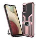 For Samsung Galaxy A02s 164mm Armor 2 in 1 Magnetic Shockproof Phone Case with Foldable Holder(Rose Gold) - 1