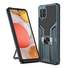 For Samsung Galaxy A42 5G Armor 2 in 1 Magnetic Shockproof Phone Case with Foldable Holder(Cyan) - 1