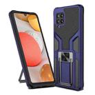 For Samsung Galaxy A42 5G Armor 2 in 1 Magnetic Shockproof Phone Case with Foldable Holder(Blue) - 1