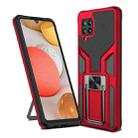 For Samsung Galaxy A42 5G Armor 2 in 1 Magnetic Shockproof Phone Case with Foldable Holder(Red) - 1